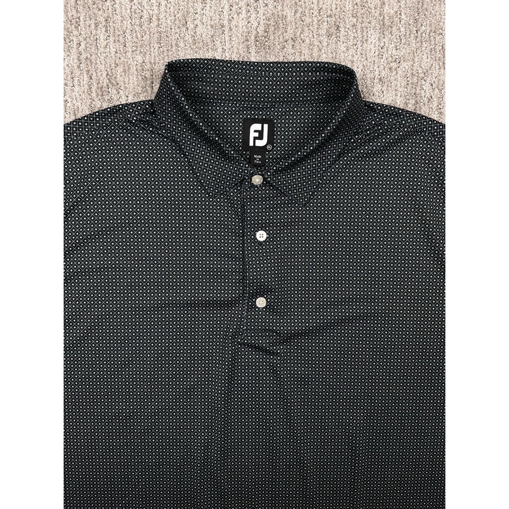 FootJoy FJ Golf Polo Shirt Men's 3XL Blue Geometric Print Stretch Performance